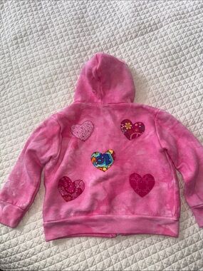 Rock & Candy Pink Hoodie with Multicolor Heart Appliqués